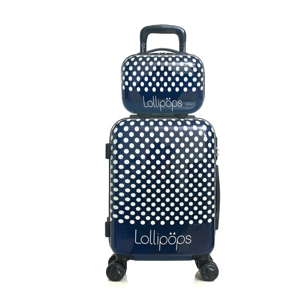 Zilas bagāžas somas uz 4 riteņiem un kofera komplekts Lollipops Penny-image-1