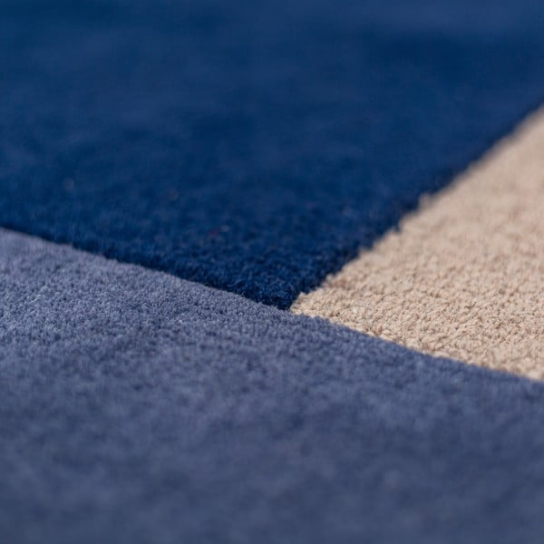 Zils ar rokām darināts vilnas apaļš paklājs ø 200 cm Mia Segment – Flair Rugs-image-4