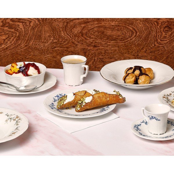 Balta/zila porcelāna bļodiņa 410 ml Retro – BonBistro-image-1
