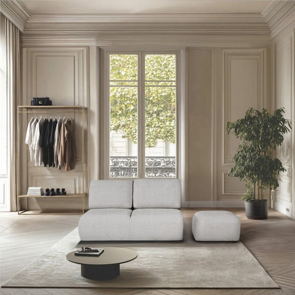 Gaiši pelēks kāju soliņš no buklē auduma Mirel – Rodier-image-1