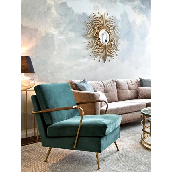 Sienas spogulis ar metāla rāmi zelta krāsā Westwing Collection Ella, ø 104 cm-image-1