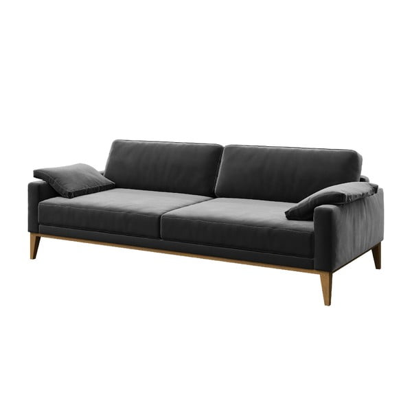 Tumši pelēks samta dīvāns MESONICA Musso 211 cm-image-2