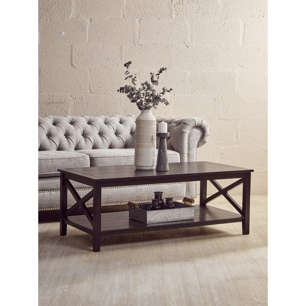 Melns žurnālgaldiņš 60x120 cm Heritage – Premier Housewares-image-1