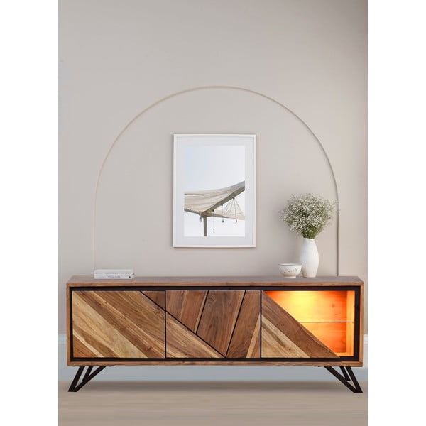 Dabīga toņa akācijas masīvkoka TV galdiņš 150x51x40 cm Ambala – Interia Home & Living-image-1