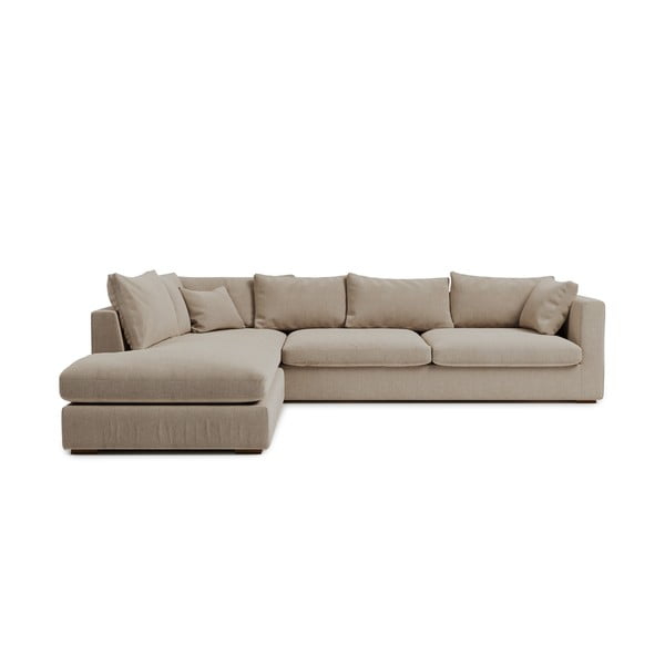 Krēmkrāsas velveta stūra dīvāns (kreisais stūris) Comfy – Scandic