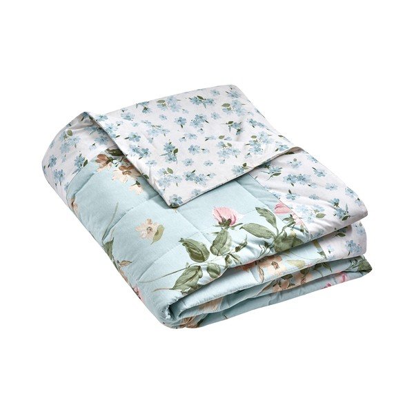 Zils stepēts gultas pārklājs 220x230 cm Avebury Floral – Catherine Lansfield