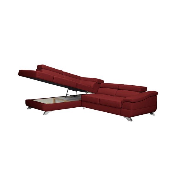 Sarkanās ādas izskats Windsor & Co Sofas Gamma dīvāns, kreisais stūris-image-4