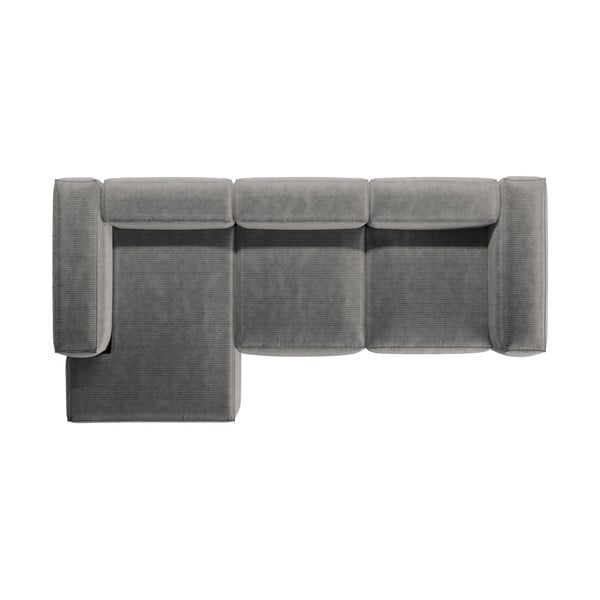 Gaiši pelēks velveta stūra dīvāns (ar kreiso stūri/ar zvilni) Bergamo – Cosmopolitan Design-image-3