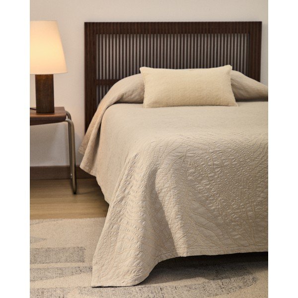 Ziloņkaula krāsas žakarda gultas pārklājs 180x260 cm Zenti – Kave Home-image-1