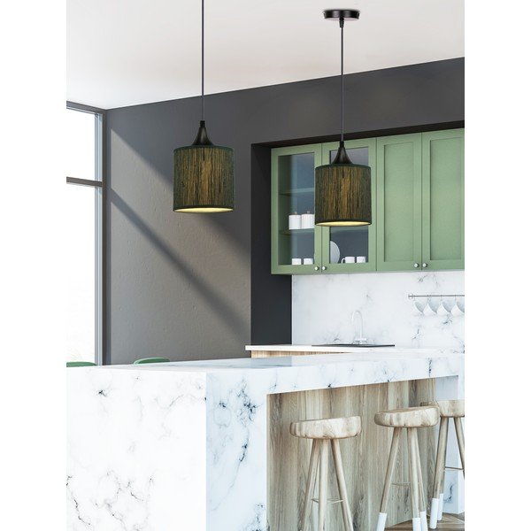 Tumši zaļa piekaramā lampa ar auduma abažūru ø 15 cm Patti – Candellux Lighting-image-1