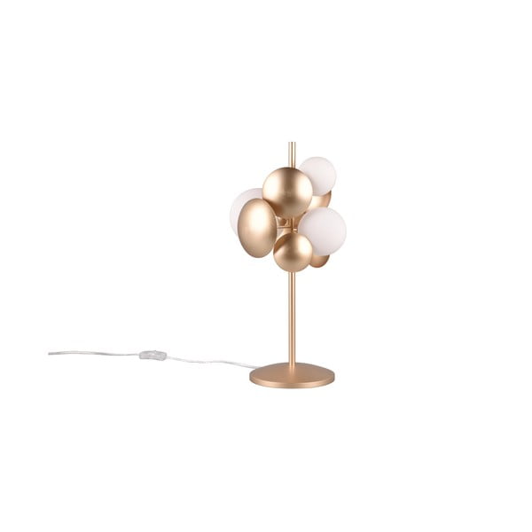 Balta/zelta krāsas galda lampa ar stikla abažūru (augstums 50 cm) Bubble – Trio Select