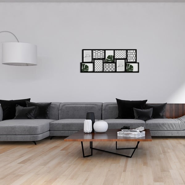 Melns plastmasas piekarināms foto rāmis 75x30 cm  -image-1