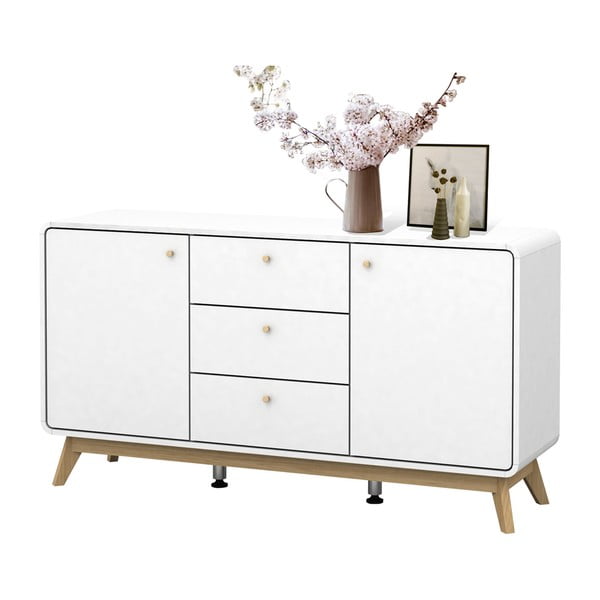 Balta zema kumode 140x75 cm Caitlin – Støraa-image-2