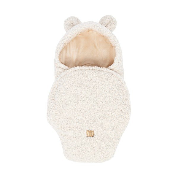 Krēmkrāsas bērnu ietinamā sedziņa no Sherpa flīsa 45x80 cm – Meowbaby