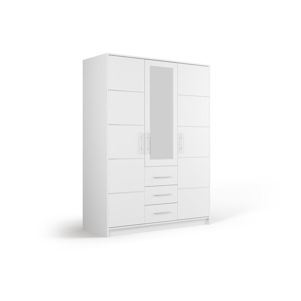 Balts drēbju skapis ar spoguli 147x200 cm Derry – Cosmopolitan Design-image-2