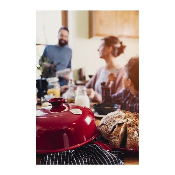 Sarkana keramikas apaļa maizes cepšanas forma Emile Henry-image-2