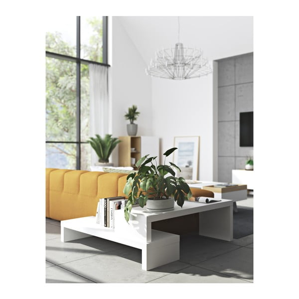 Balts variējams TV galdiņš TemaHome Cliff Walnut-image-1