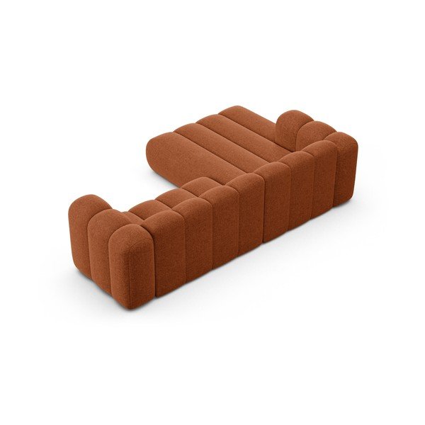 Ķieģeļu sarkans stūra dīvāns no šenila auduma (ar kreiso stūri/ar zvilni) Lupine – Micadoni -image-3