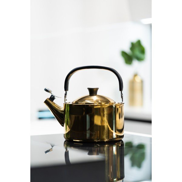 Spīdīgas zelta krāsas nerūsējošā tērauda tējkanna 1,5 l Diamante – Vialli Design-image-3
