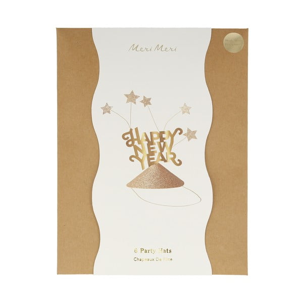 Ballīšu cepures (6 gab.) Happy New Year – Meri Meri-image-2