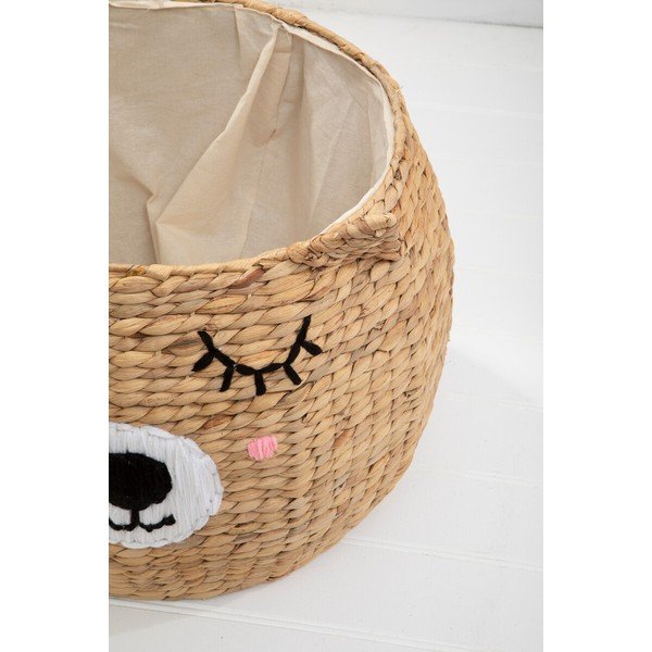 Dabīga toņa bērnu rotaļlietu grozs no ūdens hiacintes ø 49x40 cm Lidi Cat Face – Premier Housewares-image-1