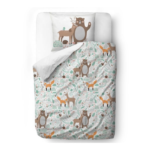 Bērnu gultas veļa no kokvilnas satīna Butter Kings Fox Fox Dear Friends, 100 x 130 cm
