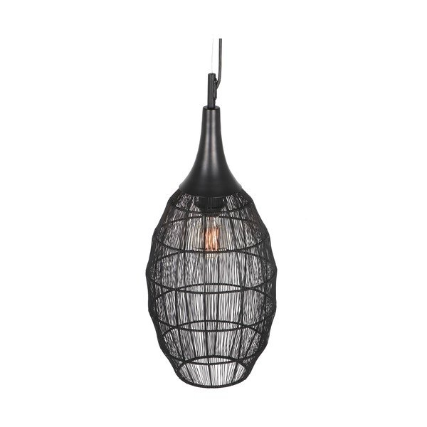 Matēti melna piekaramā lampa ar metāla abažūru Soraya – Trio-image-1