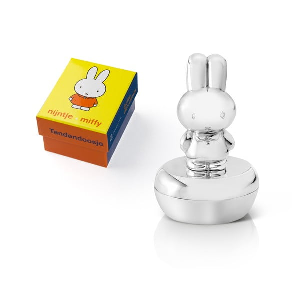 Spīdīgas sudraba krāsas metāla kastīte pirmajam zobam ø 4x6 cm Miffy – Zilverstad-image-1