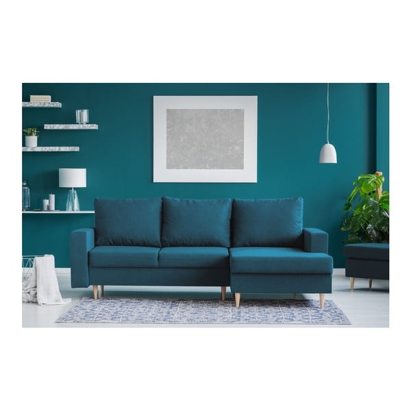 Tirkīza stūra dīvāns ar atpūtas krēslu labajā pusē Mazzini Sofas Iris-image-4