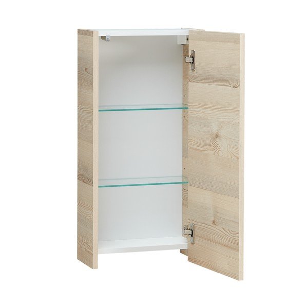 Dabīga toņa piekarams vannas istabas skapis ar priedes koka imitāciju 70x35 cm Quickset 393 – Pelipal-image-2