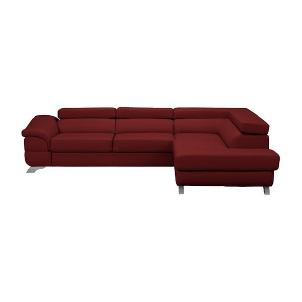 Windsor & Co Dīvāni Gamma sarkans ādas izskata stūra dīvāns, labais stūris