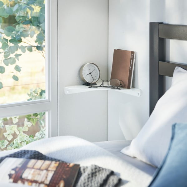 Balts stūra metāla sienas plaukts 22 cm Tower – YAMAZAKI-image-2