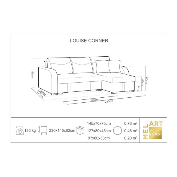 Bēšs stūra dīvāns ar glabāšanas vietu Melart Louise, kreisais stūris-image-2
