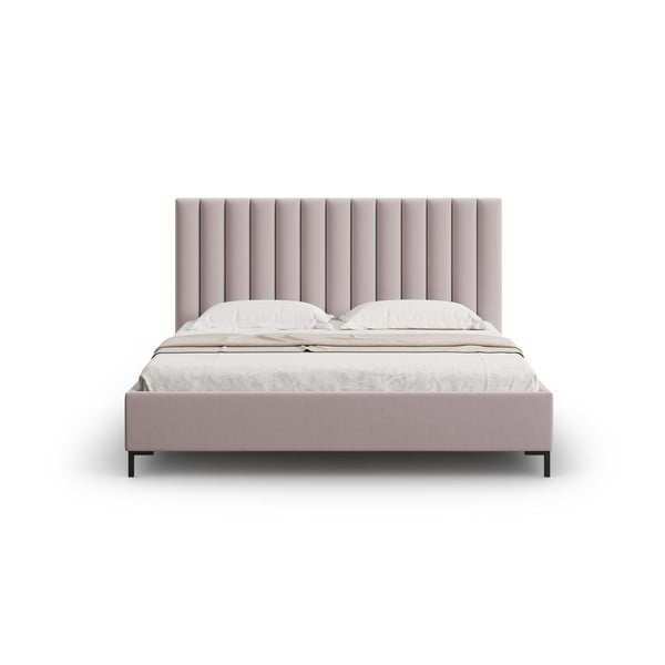 Gaiši rozā polsterēta divvietīga gulta ar veļas kasti un redelēm 180x200 cm Casey – Mazzini Beds-image-4