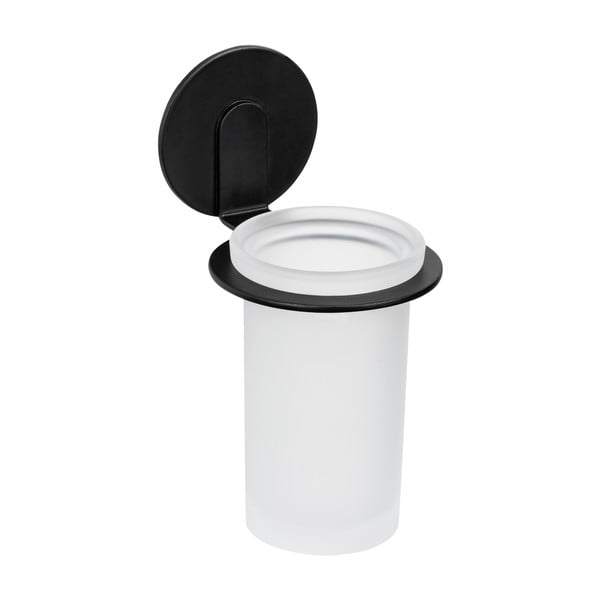 Matēti melns stikla pašlīmējošs trauks zobu birstei Bivio – Wenko