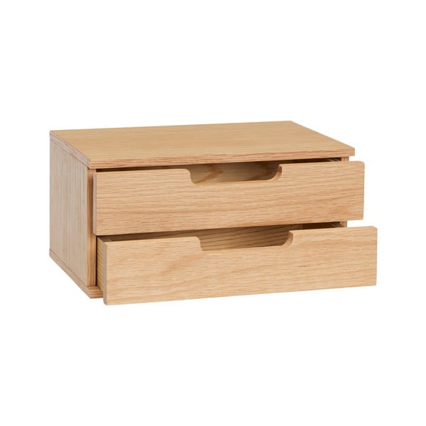 Dabīga toņa piekarināms naktsskapītis ar plauktiem un ozolkoka imitāciju AtHand – Hübsch-image-3