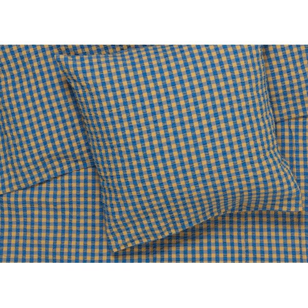 Okera dzeltena/zila vienvietīga gultas veļa no krepa auduma 140x200 cm Bæk&Bølge – JUNA-image-2