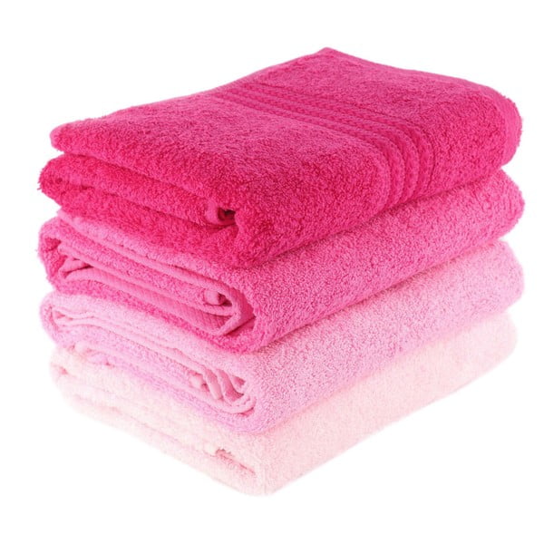 4 rozā dvieļu komplekts Foutastic Rose, 70 x 140 cm-image-1