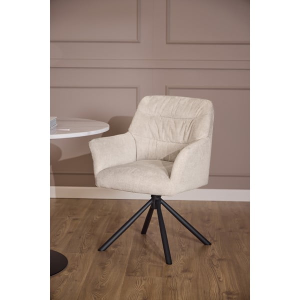 Bēšs polsterēts ēdamistabas krēsls ar roku balstiem Alonso – Actona-image-2