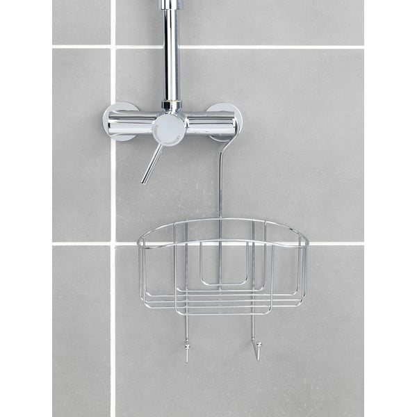 Spīdīgas sudraba krāsas tērauda piekarināms vannas istabas plaukts Martos – Allstar-image-1