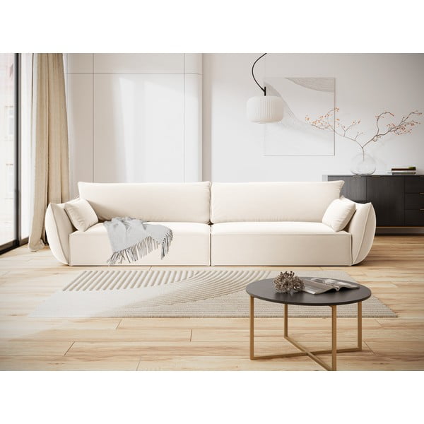 Bēšs samta dīvāns 248 cm Vanda – Mazzini Sofas-image-1
