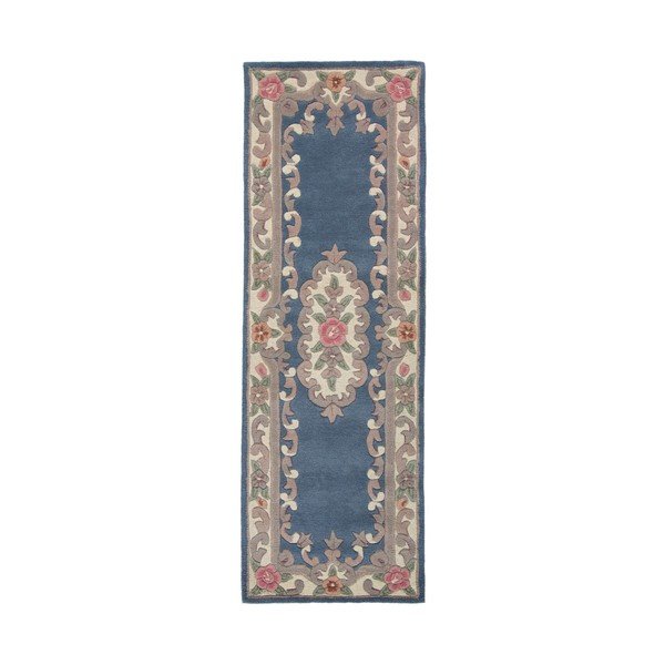 Zils vilnas paklājs Flair Rugs Aubusson, 67 x 210 cm