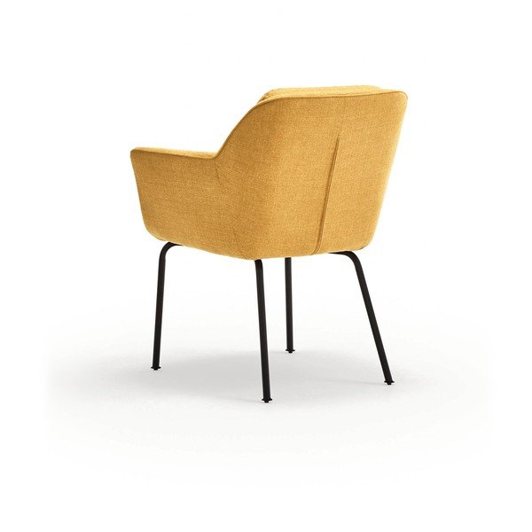 Sinepju dzeltens polsterēts ēdamistabas krēsls ar roku balstiem Sadira – Teulat-image-4