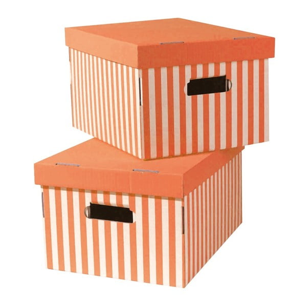 2 oranžu uzglabāšanas kastu komplekts Compactor Stripes
