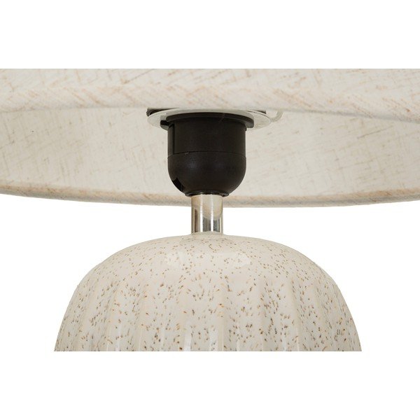 Krēmkrāsas keramikas galda lampa ar auduma abažūru (augstums 44 cm) Japandi – Mauro Ferretti-image-2