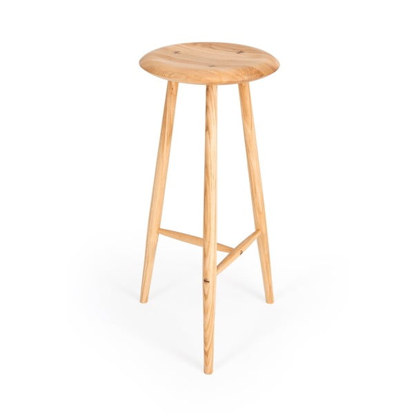 Dabīga toņa ozola masīvkoka bāra taburete (sēdekļa augstums 75 cm) Blanc – Gazzda-image-4