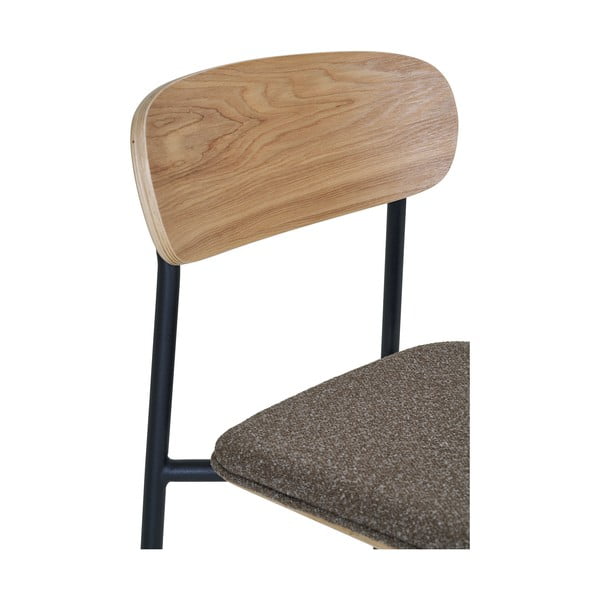 Melns/brūns bāra krēsls saliekams viens uz otra ar oškoka imitāciju (sēdekļa augstums 66 cm) Estepona – House Nordic-image-1