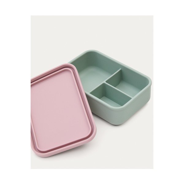 Rozā/tirkīzzila silikona bērnu pusdienu kārba Lili – Kave Home-image-3