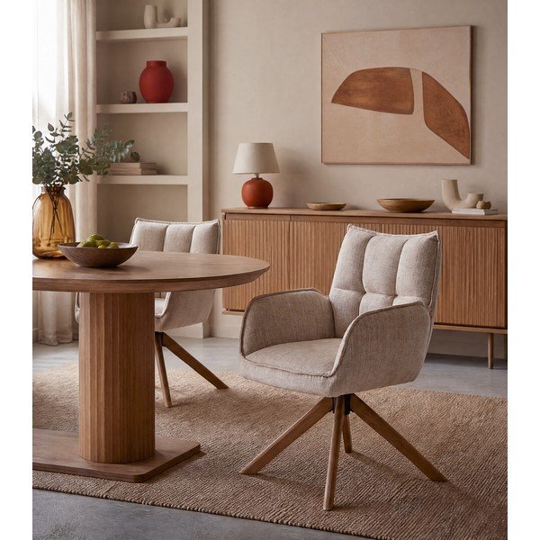 Krēmkrāsas polsterēti ēdamistabas krēsli (2 gab.) Marilla – Unique Furniture-image-3