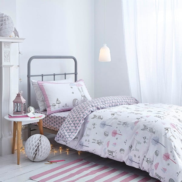 Pelēka un rozā gultasveļa Bianca Nordic Cotton, 200 x 200 cm